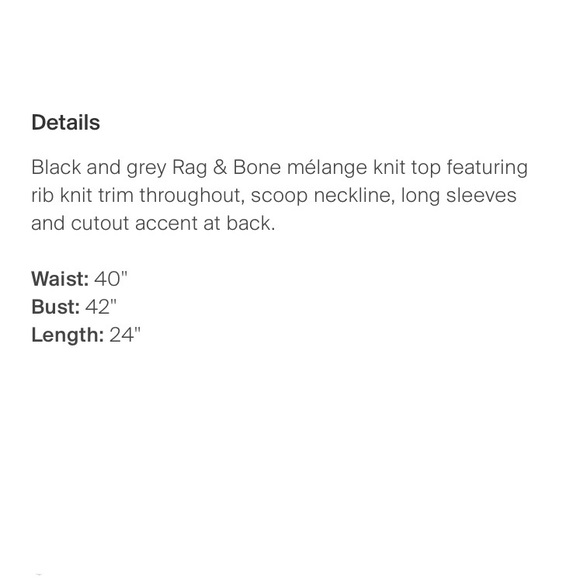 Rag and Bone gray l/s top with back cut out XS - Picture 4 of 4